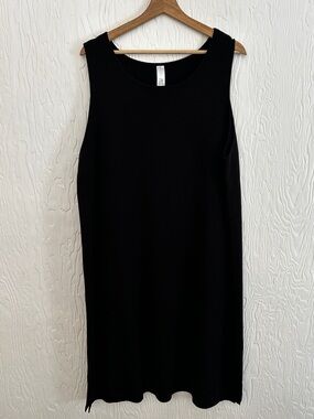 MARLA WYNNE Black Knit Midi Dress Sleeveless Sz 3X Cotton Minimal Contemporary